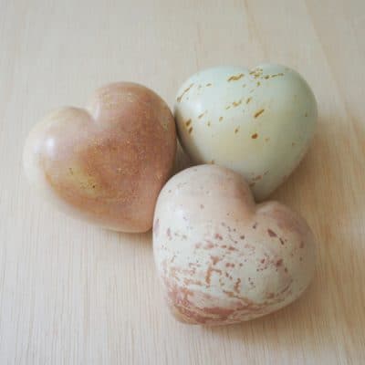 Set of 3 Large Heart Paperweights, Natural