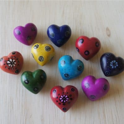Set of 10 Tiny Hearts with Patterns