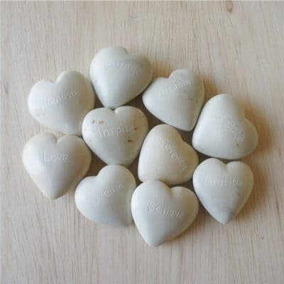 Set of 10 Flat Word Hearts, Natural