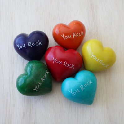 Set of 6 You Rock Hearts Colorful